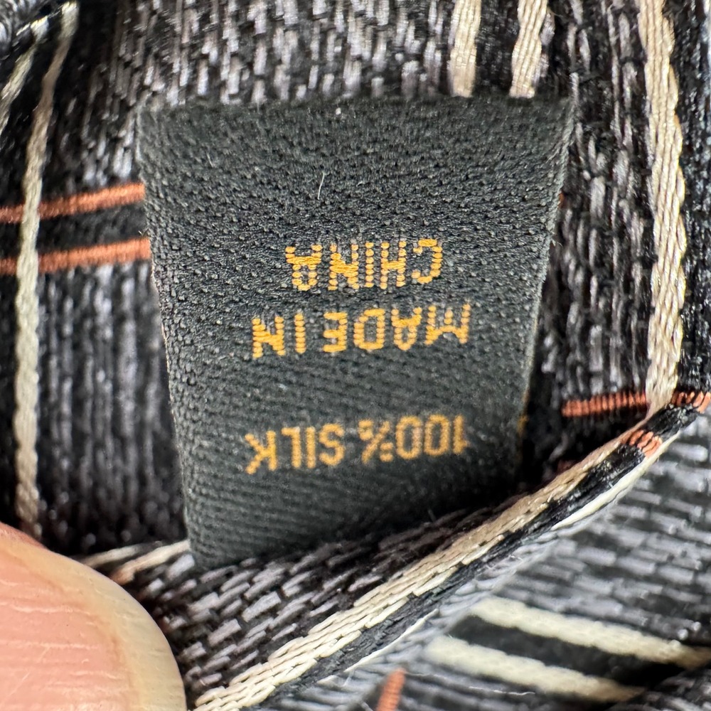New Jos. A. Bank Reserve Tie Mens 58" Gray Orange Plaid 100% Silk Woven Textured - Picture 4 of 6